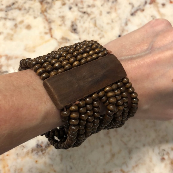 Brown bead cuff bracelet - Picture 3 of 3